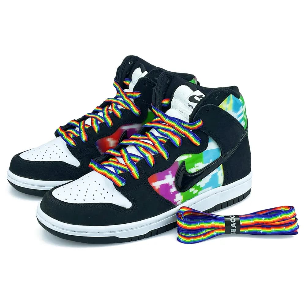 US8ACC Pixel Style Summer Cartoon Rainbow Game Mosaic Shoelaces Video Game Tiffany Mint Green Starry Sky 5