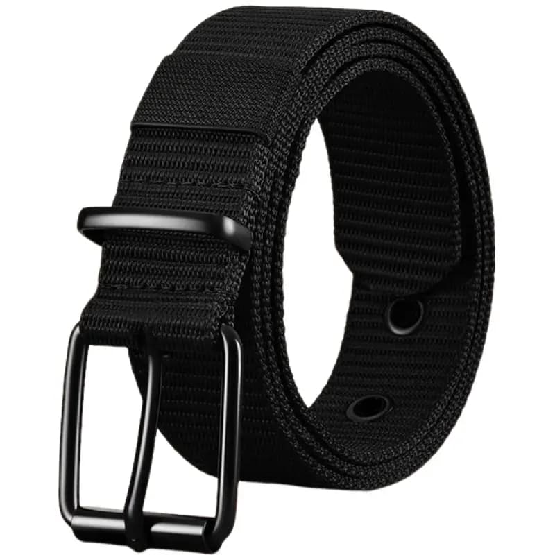 Warrior Multi-Hole Canvas Men's Fashion Trend Casual Versatile Minimalist Woven Jeans Buckle Belt Youth Korean Style Versatile Extended Fabric Strap Webbing Belt 3.8cm