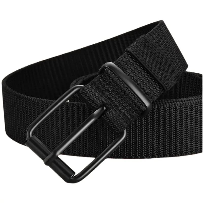 Warrior Multi-Hole Canvas Men's Fashion Trend Casual Versatile Minimalist Woven Jeans Buckle Belt Youth Korean Style Versatile Extended Fabric Strap Webbing Belt 3.8cm 3