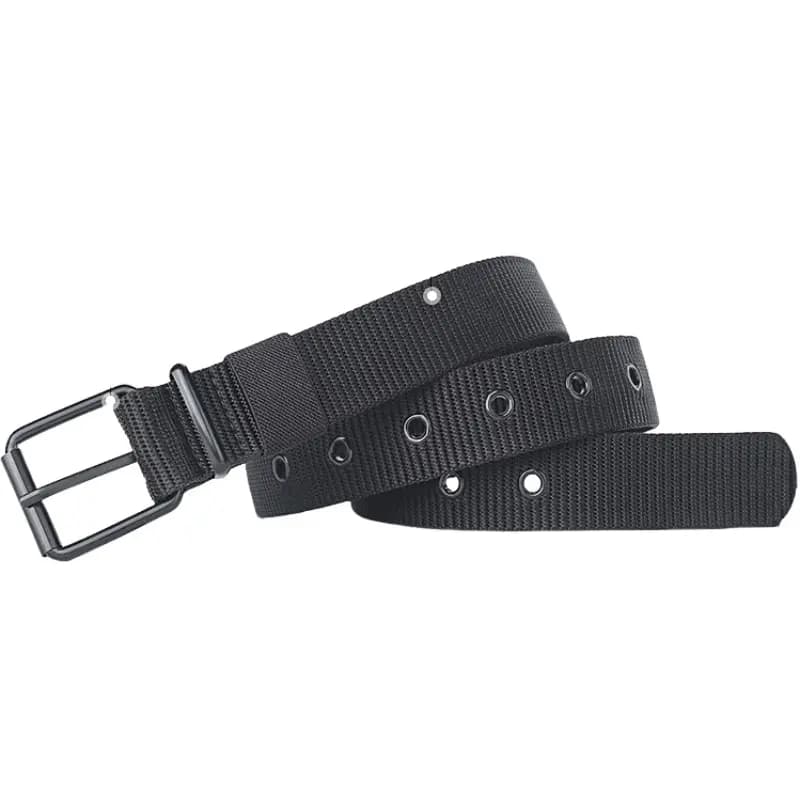 Warrior Multi-Hole Canvas Men's Fashion Trend Casual Versatile Minimalist Woven Jeans Buckle Belt Youth Korean Style Versatile Extended Fabric Strap Webbing Belt 3.8cm 5