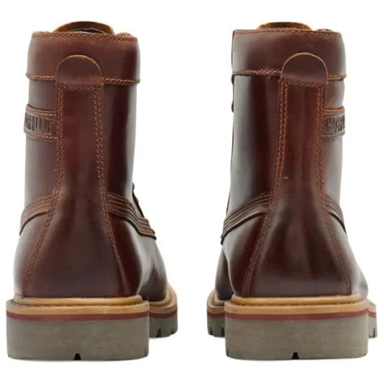 CAT Cow Leather Lace-Up Lightweight Short Shaft Ankle Boots 4cm Men's Brown 3