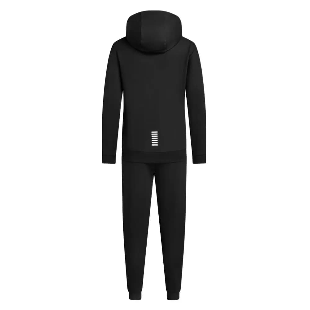EMPORIO ARMANI EA7 FW24 Solid Logo Print Zip-Up Hooded Casual Track Suit Men's Black 2