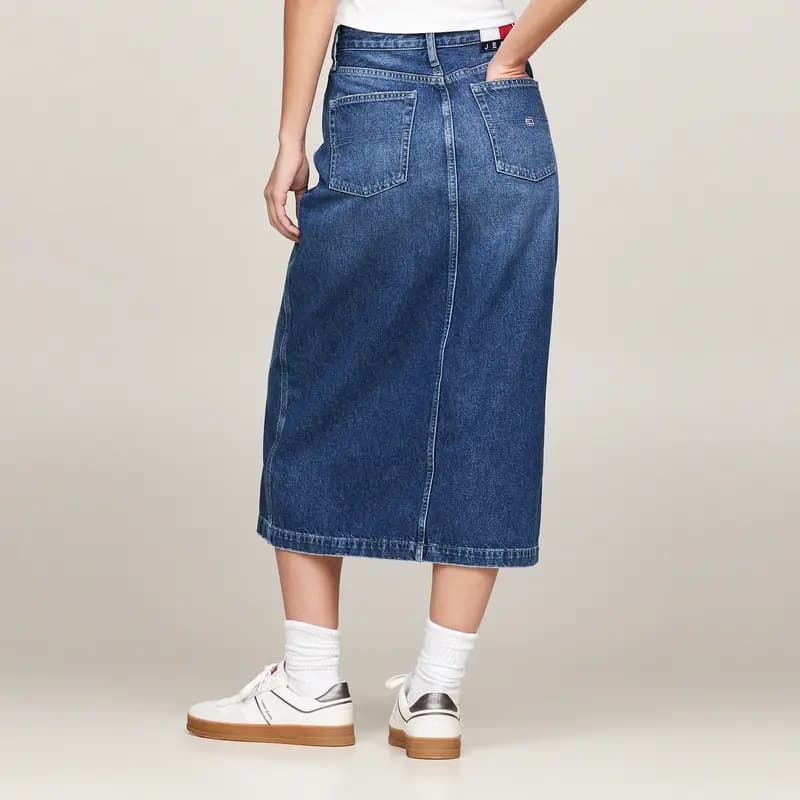 Tommy Hilfiger Denim Qadın Midi Ətək Mavi 5