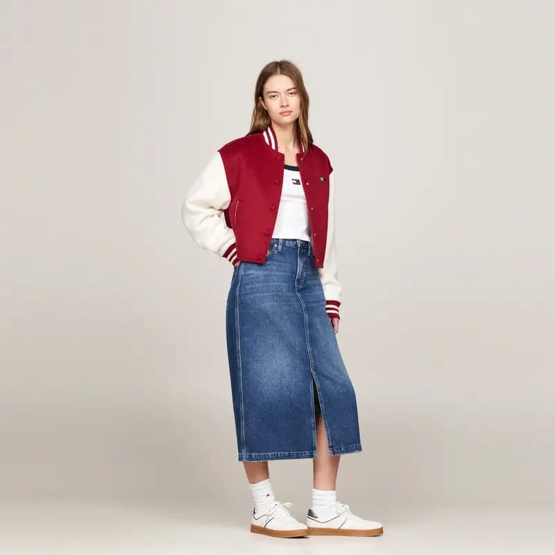 Tommy Hilfiger Denim Qadın Midi Ətək Mavi 3