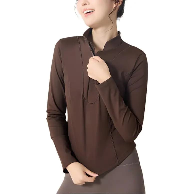 361° Xiaoxing Series Running Solid Color Slim-Fit Long Sleeve Workout Top Women's Chocolate 3