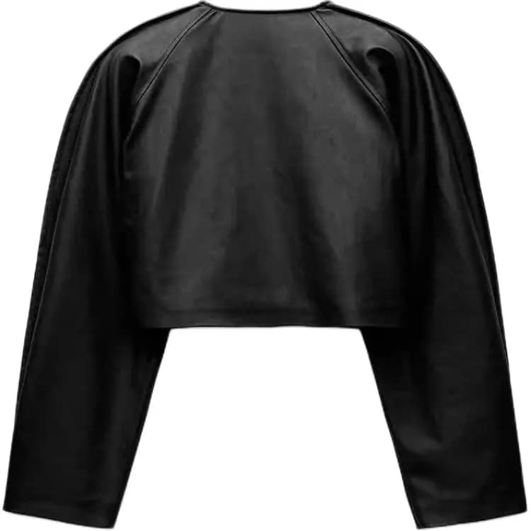 ZARA Leather Jacket Women's Black 2
