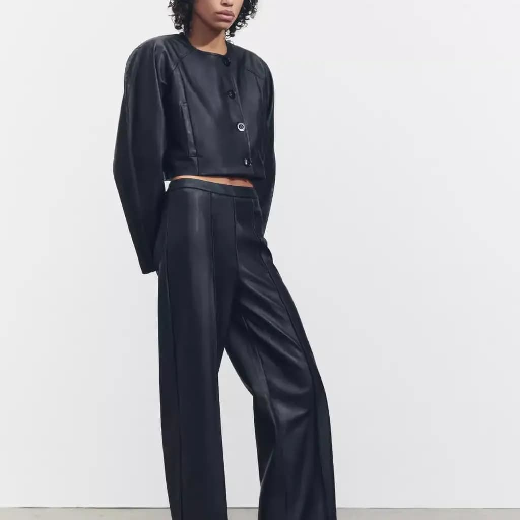 ZARA Leather Jacket Women's Black 3