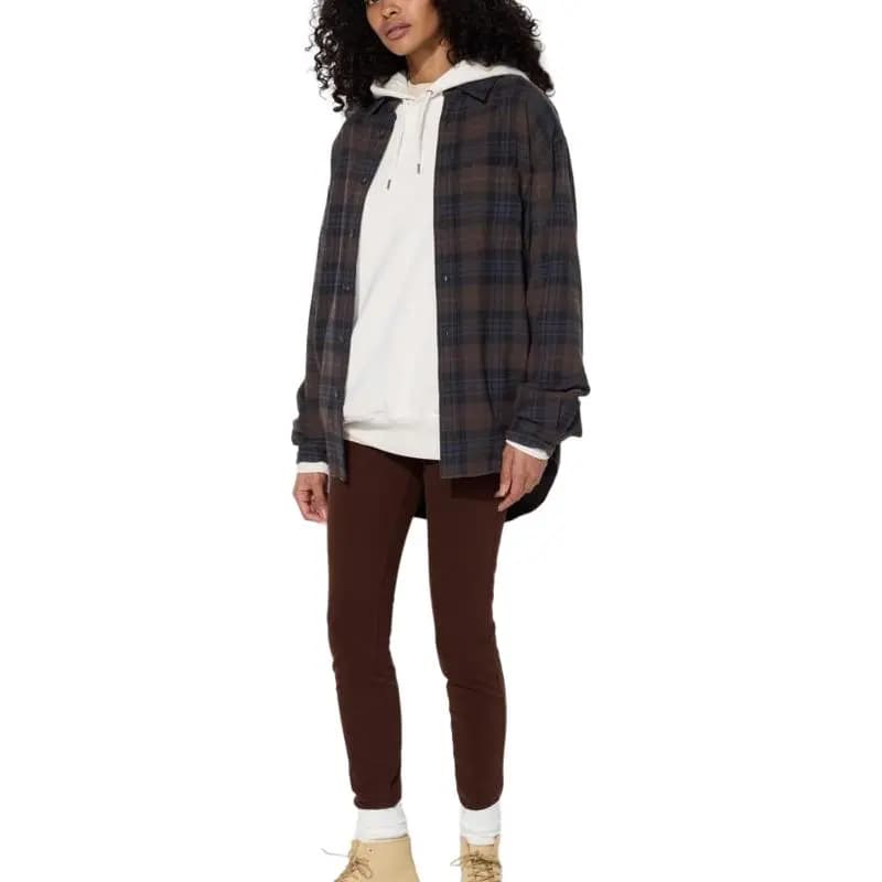 UNIQLO Check Lapel Kişi Köynəyi Tünd Qəhvəyi 4