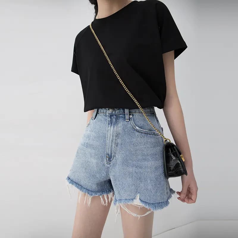 SOON FLOWER A-Line Denim Şort Qadın Mavi 5