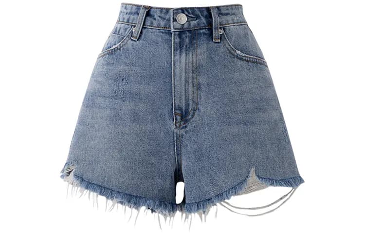 SOON FLOWER A-Line Denim Şort Qadın Mavi