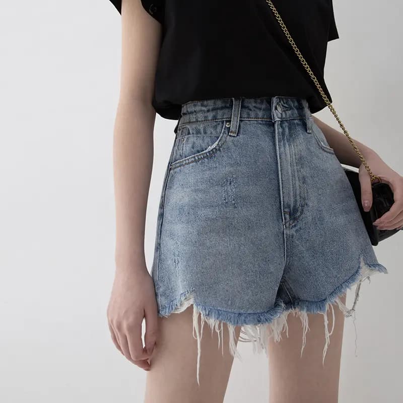 SOON FLOWER A-Line Denim Şort Qadın Mavi 3