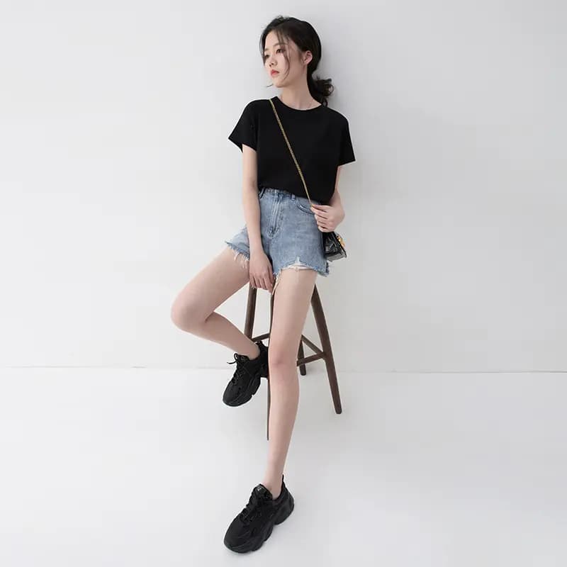 SOON FLOWER A-Line Denim Şort Qadın Mavi 7
