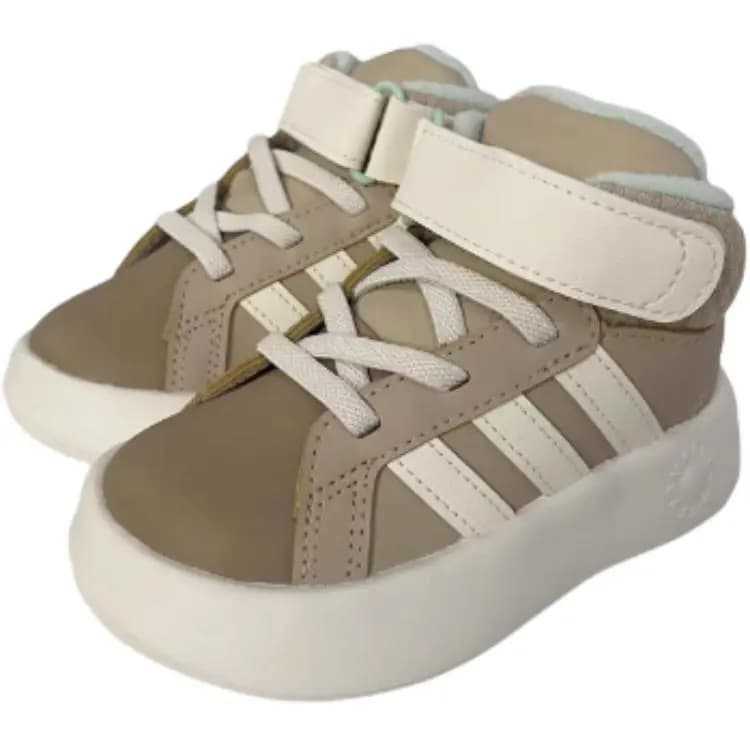 Adidas GRAND COURT Anti-Slip Wear-Resistant High-Top Toddler Shoes Brown Infant And Toddler 3