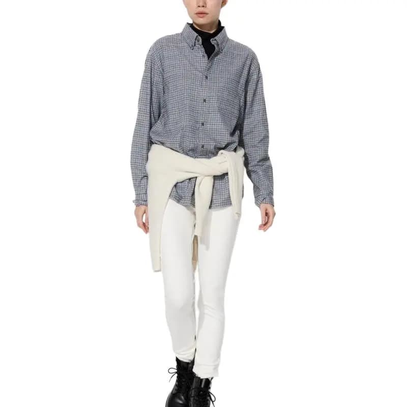 UNIQLO Plaid Uzunqol Köynək Unisex Boz