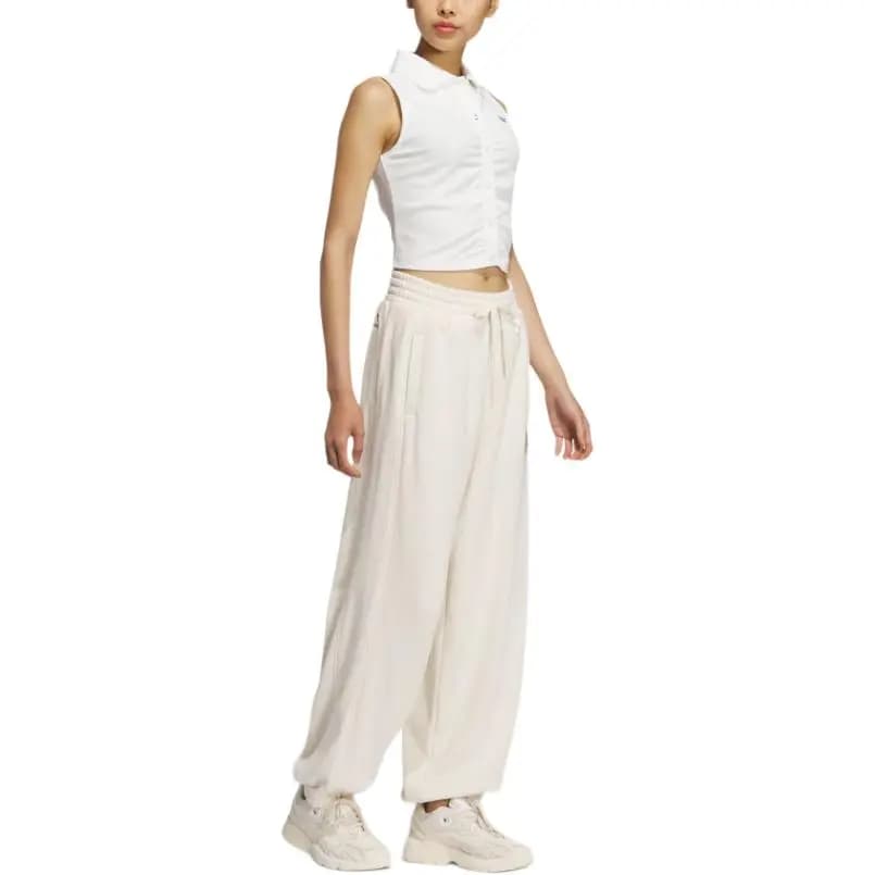 adidas originals STREET Series PANTS W Loose Drawstring Cuffed Casual Pants Women's Wonder White 3