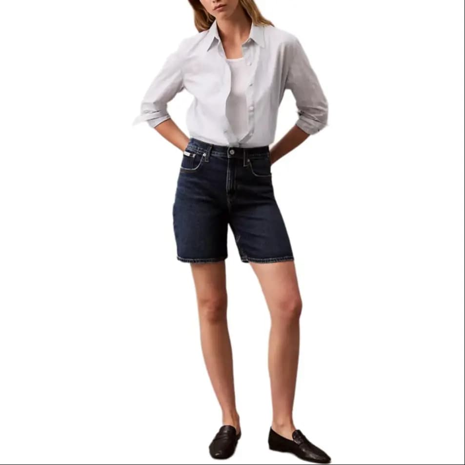 CALVIN KLEIN Qadın Denim Şortu Göy 3