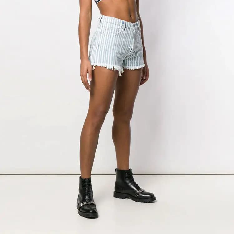 OFF-WHITE SS21 Denim Shorts Women's Light Blue 3