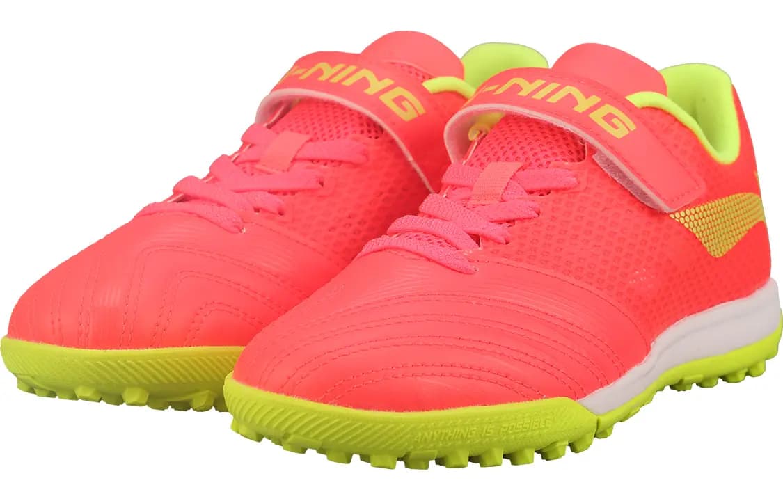 LiNing Iron Abrasion-Resistant Cushioning Low-Top Kids' Soccer Shoes Fluorescent Red Kids' 3