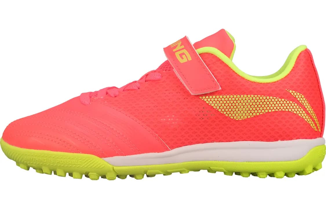 LiNing Iron Abrasion-Resistant Cushioning Low-Top Kids' Soccer Shoes Fluorescent Red Kids'
