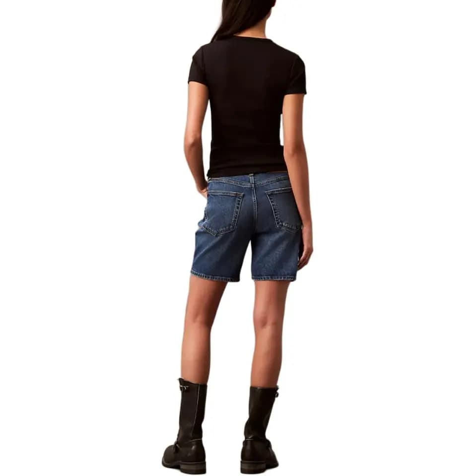 CALVIN KLEIN Denim Şort Qadın Tünd Göy 2