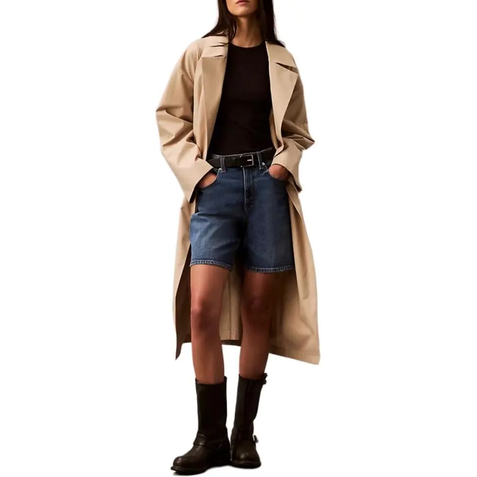 CALVIN KLEIN Denim Şort Qadın Tünd Göy