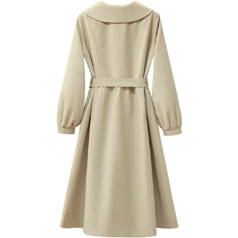 Shechi Mid-Length Retro Elegant Lapel Lantern Sleeve Loose Trench Coat Women's Khaki 2