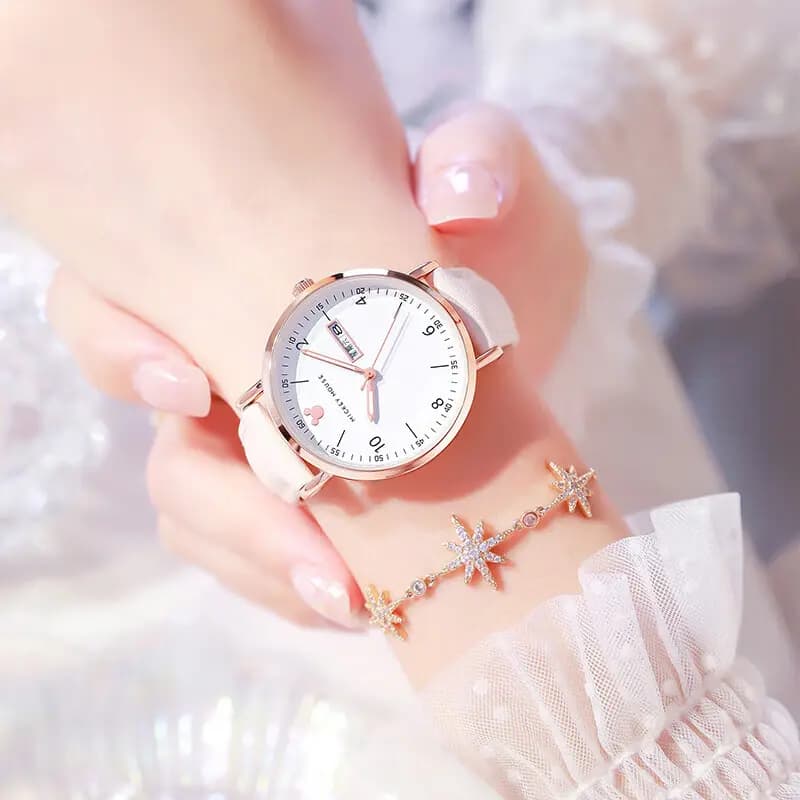 Disney Mickey Quartz Movement Leather Strap Watch Women's Watch White Dial 6