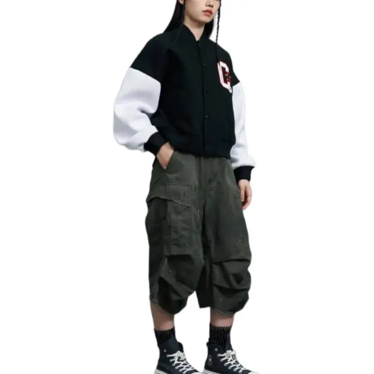 Converse Letter Graphic Versatile Casual Long Sleeve Baseball Jacket Women's Black 4