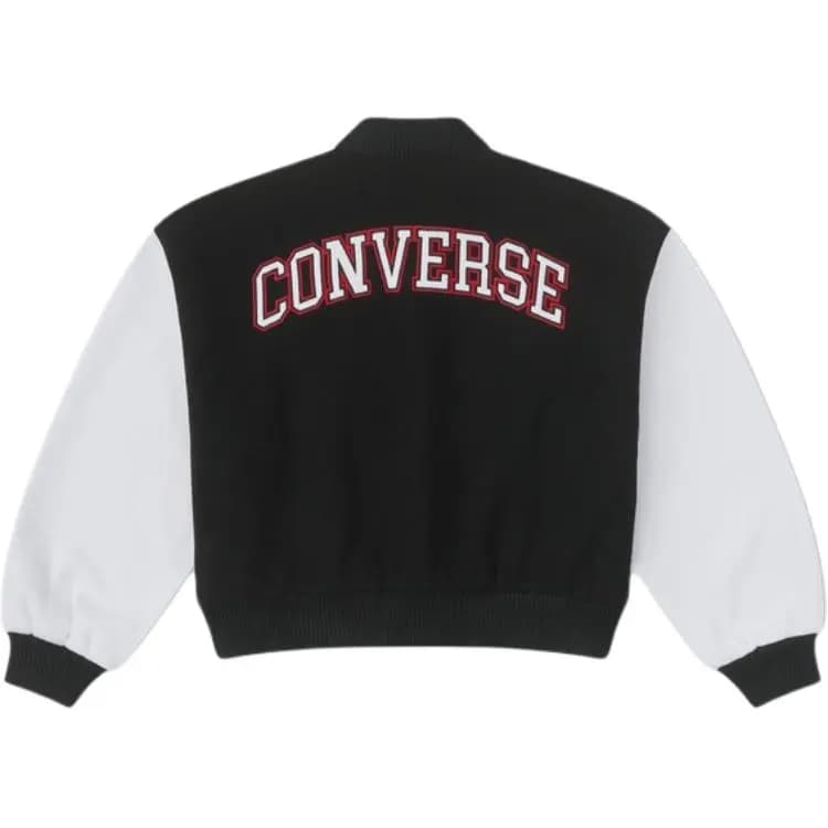Converse Letter Graphic Versatile Casual Long Sleeve Baseball Jacket Women's Black 2