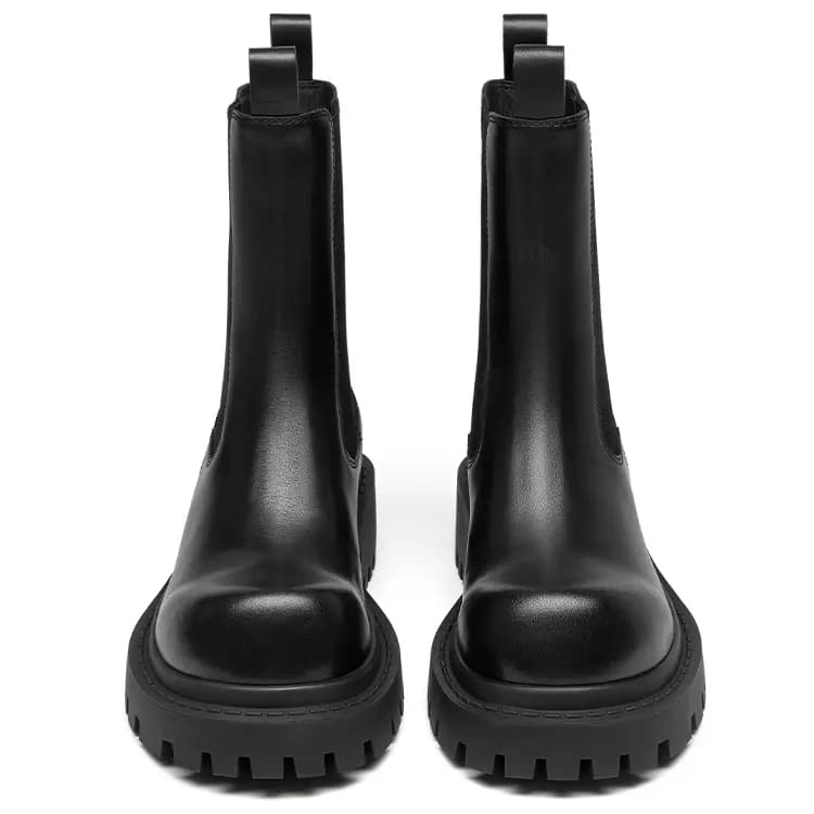 Beau Today Genuine Leather Fashion Elegant Versatile Short Chelsea Boots Women's Black 3
