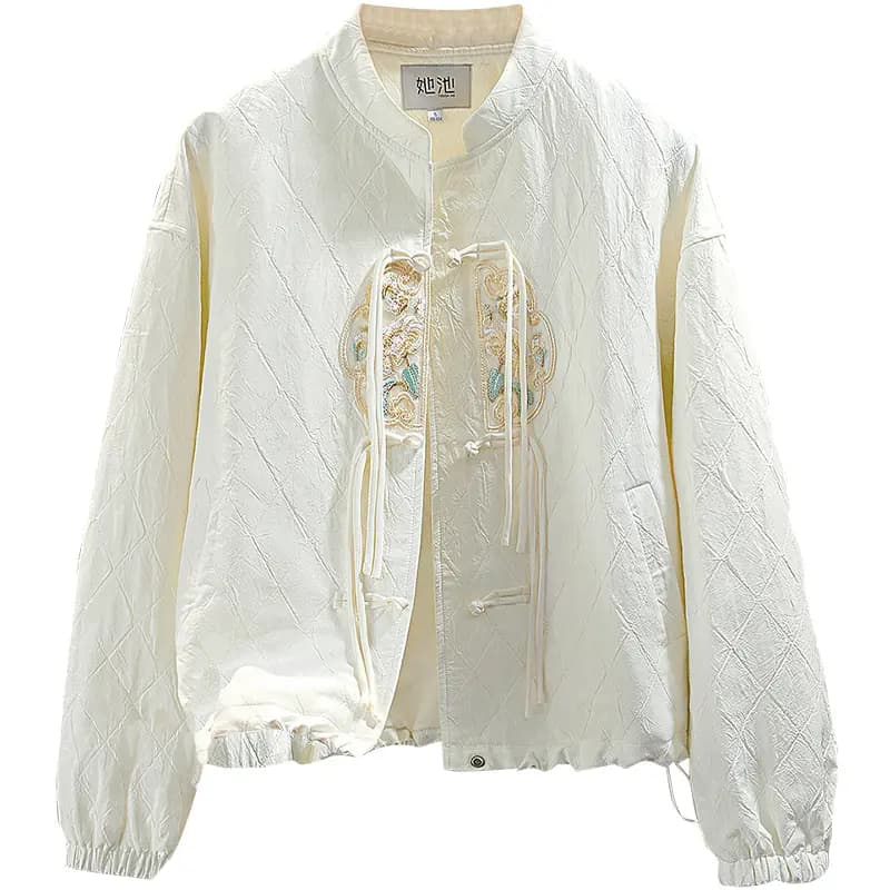 ShePool Çin Üslubu Nakışlı Qadın Jileti Off-White