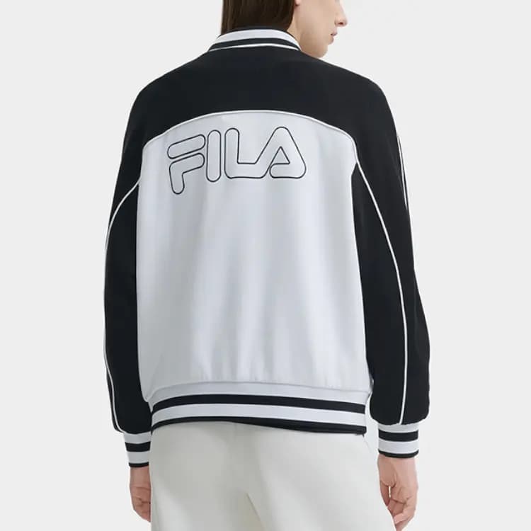 FILA Fashion Simple Warm Baseball Jacket Women's Standard White 4