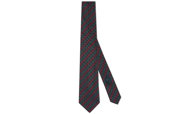 GUCCI Double G İpək Qalstuk Qırmızı/Yaşıl