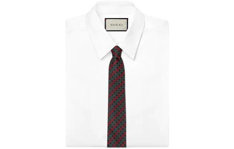 GUCCI Double G İpək Qalstuk Qırmızı/Yaşıl 2