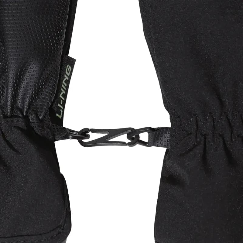 LiNing Windproof Warm Outdoor Cycling Polyester Sports Gloves Unisex Black 2