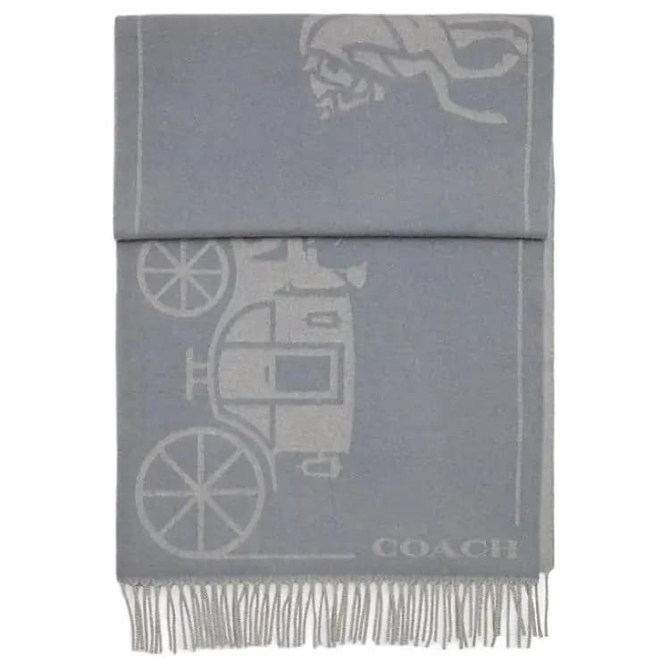 COACH Sheep Wool Cashmere Şərf Unisex Boz