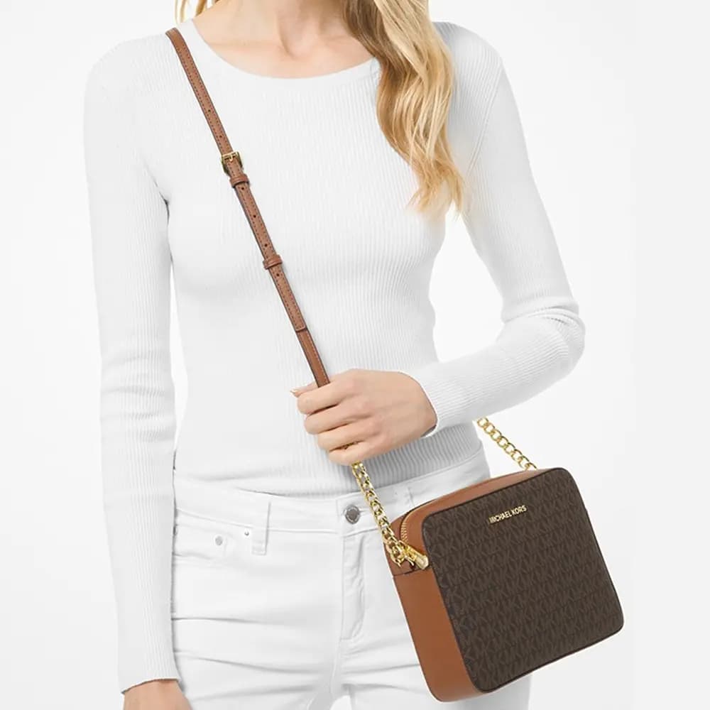 MICHAEL KORS Dəri Çiyin Çantası Qadın Qəhvəyi 4
