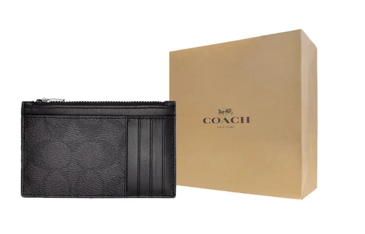 COACH PVC Dəri Pulqabı Unisex Qara 4