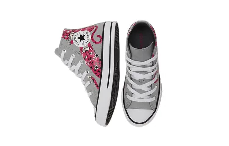 Converse Chuck Taylor All Star Yüksək Boğazlı Uşaq Kətan Ayaqqabısı Boz/Çəhrayı 4