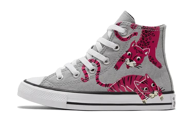 Converse Chuck Taylor All Star Yüksək Boğazlı Uşaq Kətan Ayaqqabısı Boz/Çəhrayı