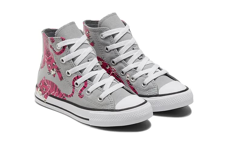 Converse Chuck Taylor All Star Yüksək Boğazlı Uşaq Kətan Ayaqqabısı Boz/Çəhrayı 3
