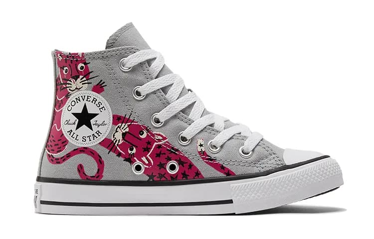 Converse Chuck Taylor All Star Yüksək Boğazlı Uşaq Kətan Ayaqqabısı Boz/Çəhrayı 2