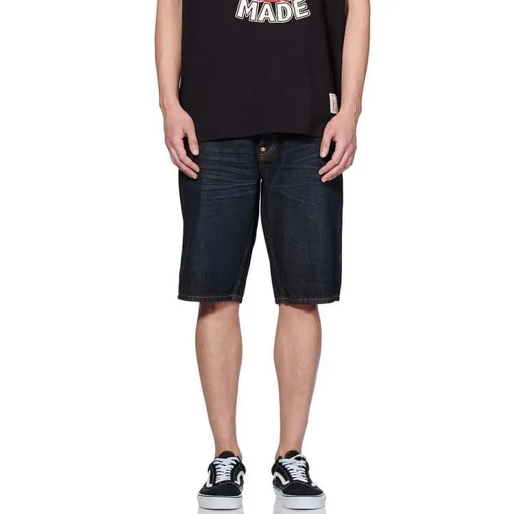 EVISU SS21 Buddha Head Tiger Large M Print Denim Loose Shorts Men's Denim Blue 3