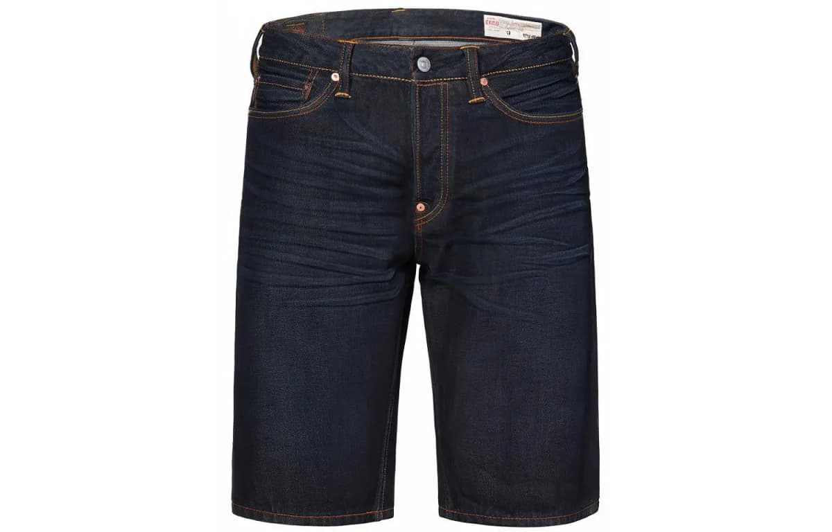 EVISU SS21 Buddha Head Tiger Large M Print Denim Loose Shorts Men's Denim Blue
