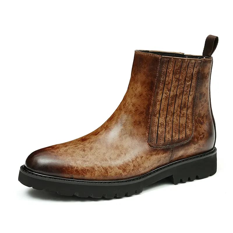 ASTON M.JAZZ Genuine Leather Round Toe British Platform Chelsea Boots Men's 2