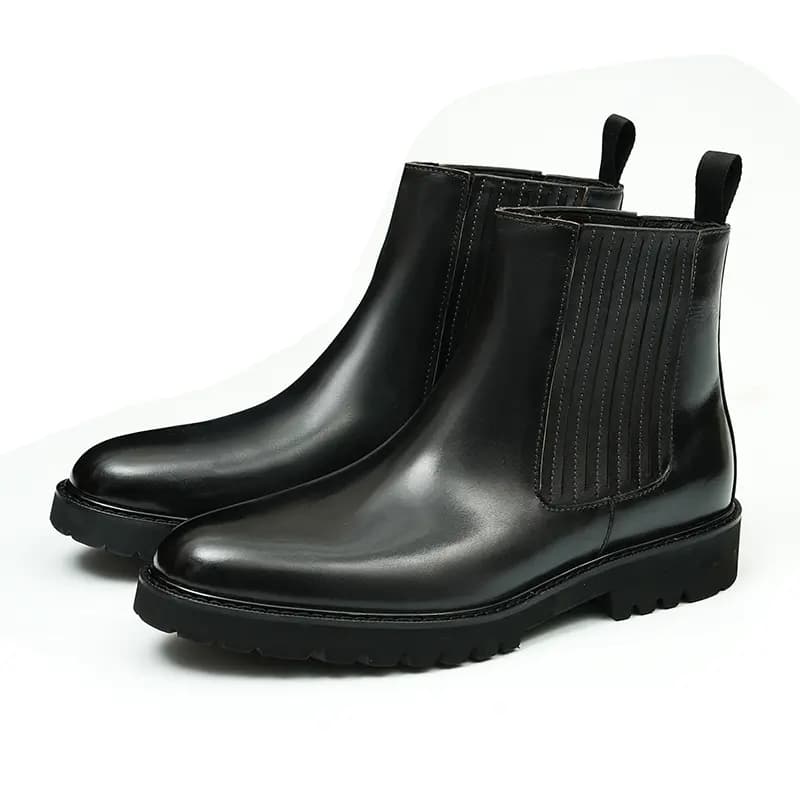ASTON M.JAZZ Genuine Leather Round Toe British Platform Chelsea Boots Men's 9