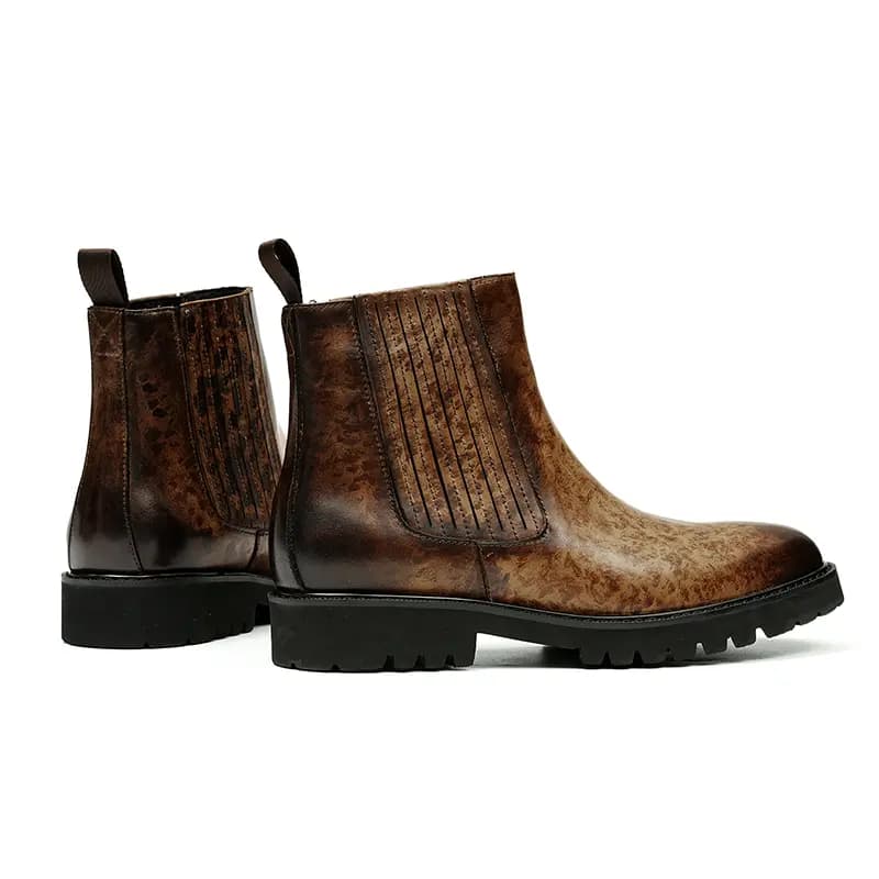 ASTON M.JAZZ Genuine Leather Round Toe British Platform Chelsea Boots Men's 6