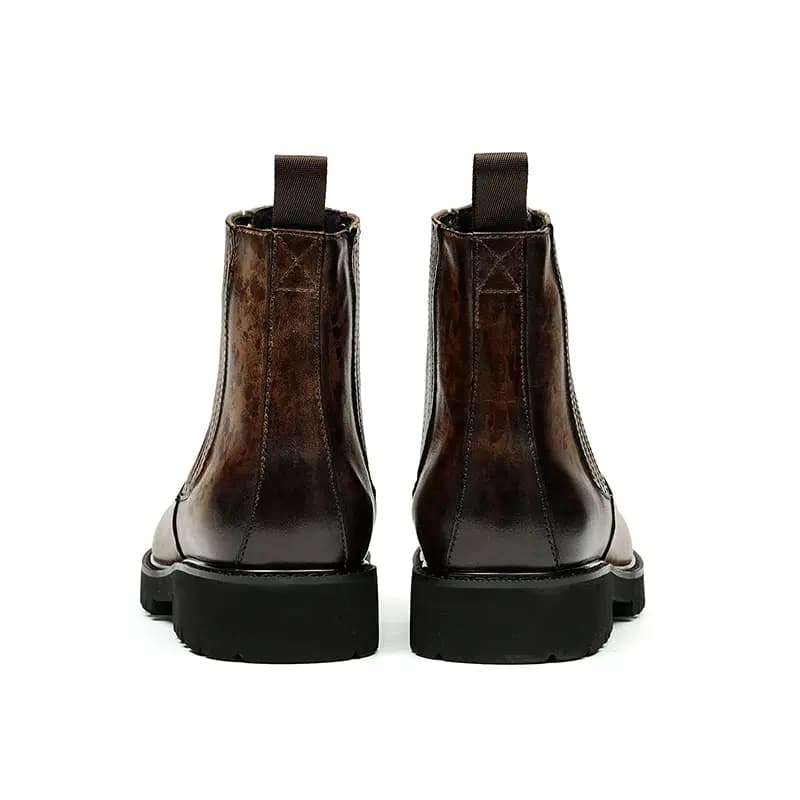ASTON M.JAZZ Genuine Leather Round Toe British Platform Chelsea Boots Men's 5