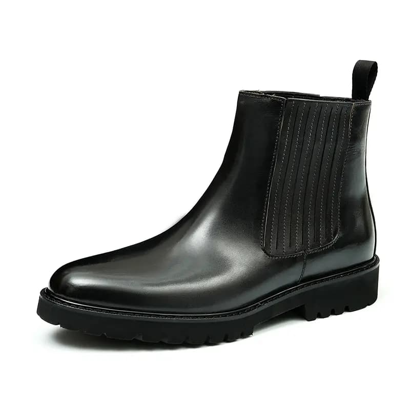 ASTON M.JAZZ Genuine Leather Round Toe British Platform Chelsea Boots Men's 8