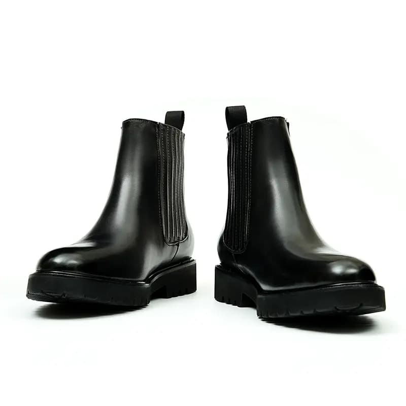 ASTON M.JAZZ Genuine Leather Round Toe British Platform Chelsea Boots Men's 10